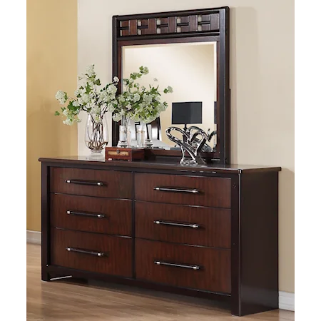 6 Drawer Dresser and Mirror Combination